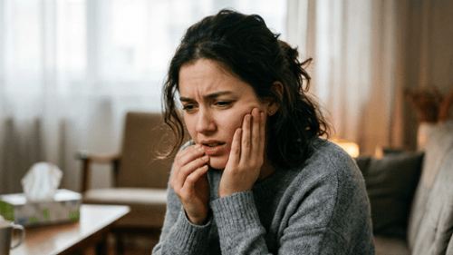 A lady with toothache